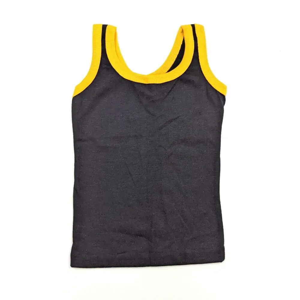 Vintage Dee Cee Rappers Tank Top Boys Sz 4 Black Yellow Ringer Retro Classic